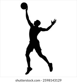 Basketball Player Silhouette Vector Illustration Jump Shot Dunk Sports Silhouette Design