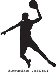 Basketballspieler Silhouette Vektorgrafik, Leaping Slam Dunks Jump Vektorillustration Isolated