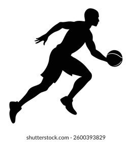 basketball player silhouette vector on white background