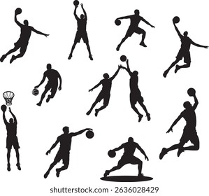 Basketball player silhouette vector set
