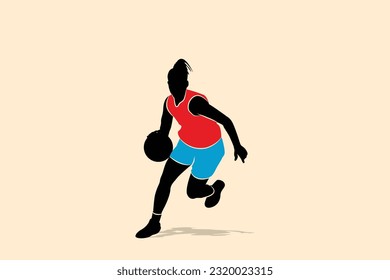 Basketball player silhouette. Woman plays basketball  vector illustration