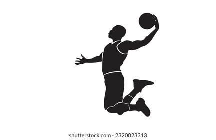 Basketball Player Silhouettes. basketball players isolated vector illustration. slamdunk style basketball player silhouette vector illustration. Good for sport graphic resources.