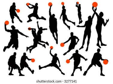 basketball player silhouettes vector