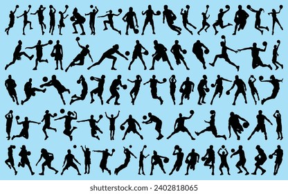 Basketball Player Silhouettes Vector Collection