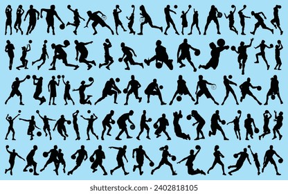 Basketball Player Silhouettes Vector Collection