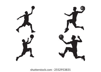 Basketball Player Silhouettes Vector for Posters, Logos, and Graphics