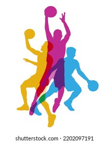 Siluetas de jugadores de baloncesto en calidad vectorial.