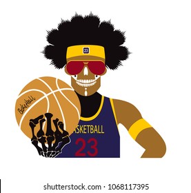 Basketball player skull with the ball vector illustration