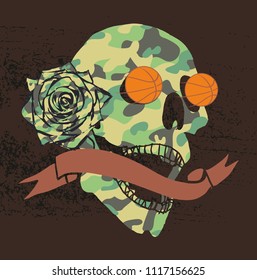 Basketball player skull graphic design vector art