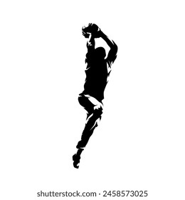 Basketball player slam dunk isolated vector silhouette