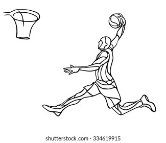 Basketball player. Slam Dunk Silhouette. Vector illustration
