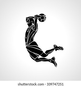 Basketball Player. Slam Dunk Silhouette. Vector Illustration