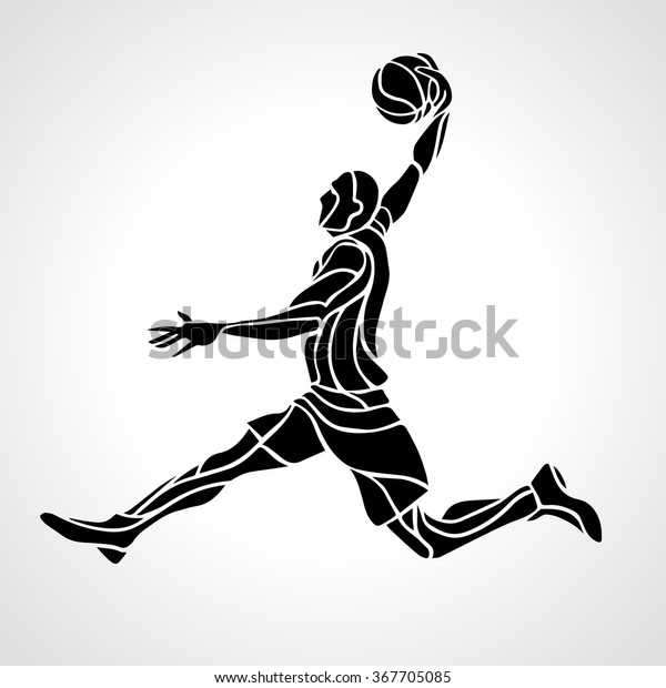 Basketball Player Slam Dunk Silhouette Stock Vector (Royalty Free