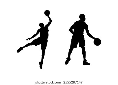 Basketball Player Slam dunk Silhouettes vector