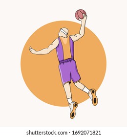 Basketball Player Slam Dunk Vector