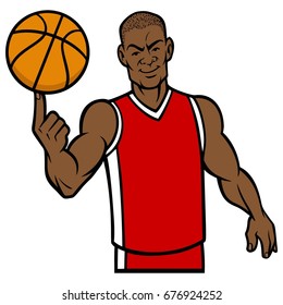 Basketball Player Spinning Ball with Finger