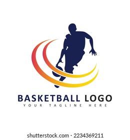 basketball player sport movement logo illustration vector template