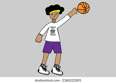 Basketball player. Sport, sportsmen. Activity, game. Cartoon vector illustration. 