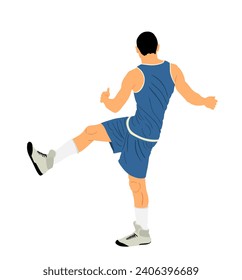 Basketball player stretching vector illustration isolated on white background. Sportsman boxer warming up before boxing game. Strain racking on court. Sport boy workout in gym. Fit man exercise. 