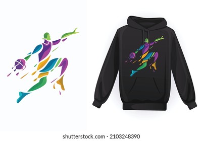 Basketball player t shirt design vector, Basketball players in square, sport event t-shirt print. Mock up t-shirt design template concept 