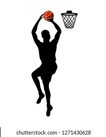 Basketball Player Throwing Ball Into Basket Stock Vector (Royalty Free ...