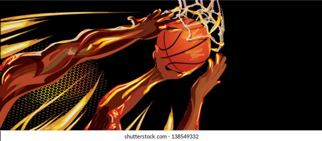 the basketball player throws a ball