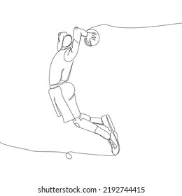 Basketball player throws the ball one line art. Continuous line drawing sports, game, training, championship, ball, man, basket, stadium.