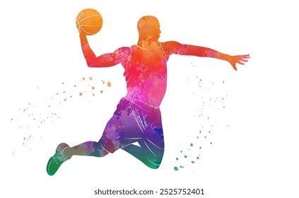 Basketball player throws the ball. Basketball sport. Vector illustration. Sketch for creativity.