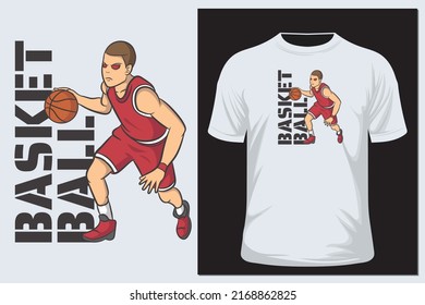 Basketball player is trying to find the right target. Cartoon