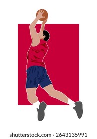 Basketball player trying to slam dunk