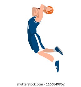 basketball player in uniform with ball isolated on white background. Vector illustration