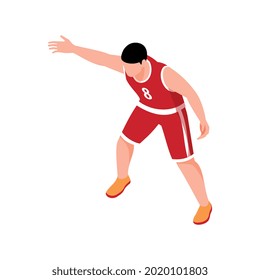 Jugador de baloncesto uniforme durante la ilustración isométrica vectorial del partido 3d