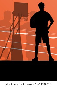 Basketball player vector abstract background concept landscape vector