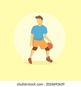 Basketball Player Vector in Flat Design Illustration