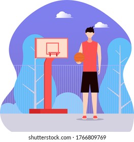 basketball player, vector flat illustration design in the isolated background
