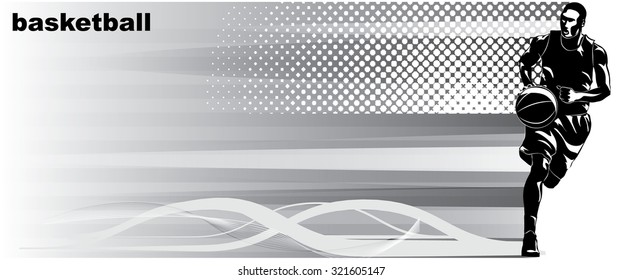 Basketball player vector illustration in the engraving style