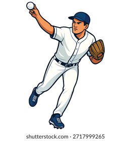 Ilustração vetorial do jogador de basquete, Jogador de beisebol focado pronto para o taco de swing
