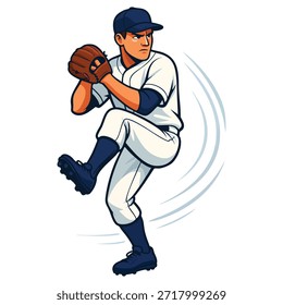 Ilustração vetorial do jogador de basquete, Jogador de beisebol focado pronto para o taco de swing
