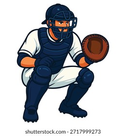 Ilustração vetorial do jogador de basquete, Jogador de beisebol focado pronto para o taco de swing
