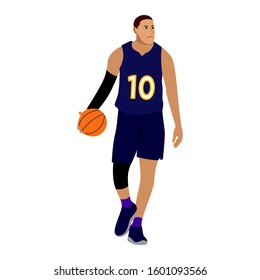 Basketball player. Vector illustration on white background. Sports concept.