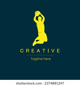 basketball player vector logo, creative simple design