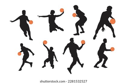 Basketball player vector man set design.