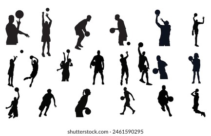 Basketball Player Vector And Silhouette Collection. 