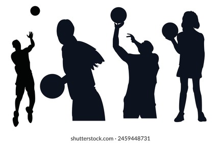 Colección De Diseño De Vector Y Silueta De Baloncesto. 