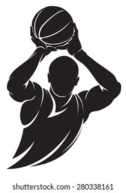 Basketball player. Vector silhouette, isolated on white