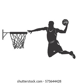  Basketball player. Vector silhouette, isolated on white