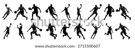 basketball player vector silhouette set black silhouettes