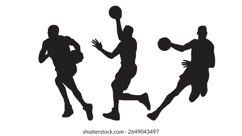 Basketball player vector silhouettes set