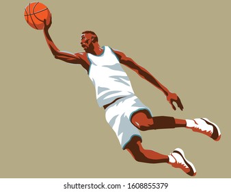 Basketball player who throws the ball in a jump