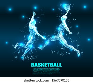 Basketball player.Abstract Technology.the future of Artificial intelligence.Sport Futuristic concept.design.Vector illustration.